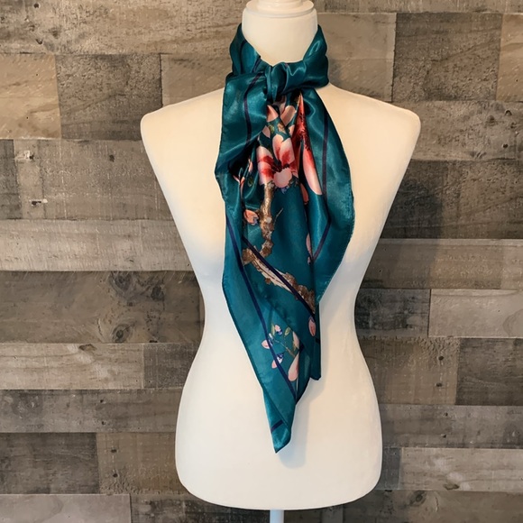 Accessories - Elegant Floral Scarf Square Floral Scarf